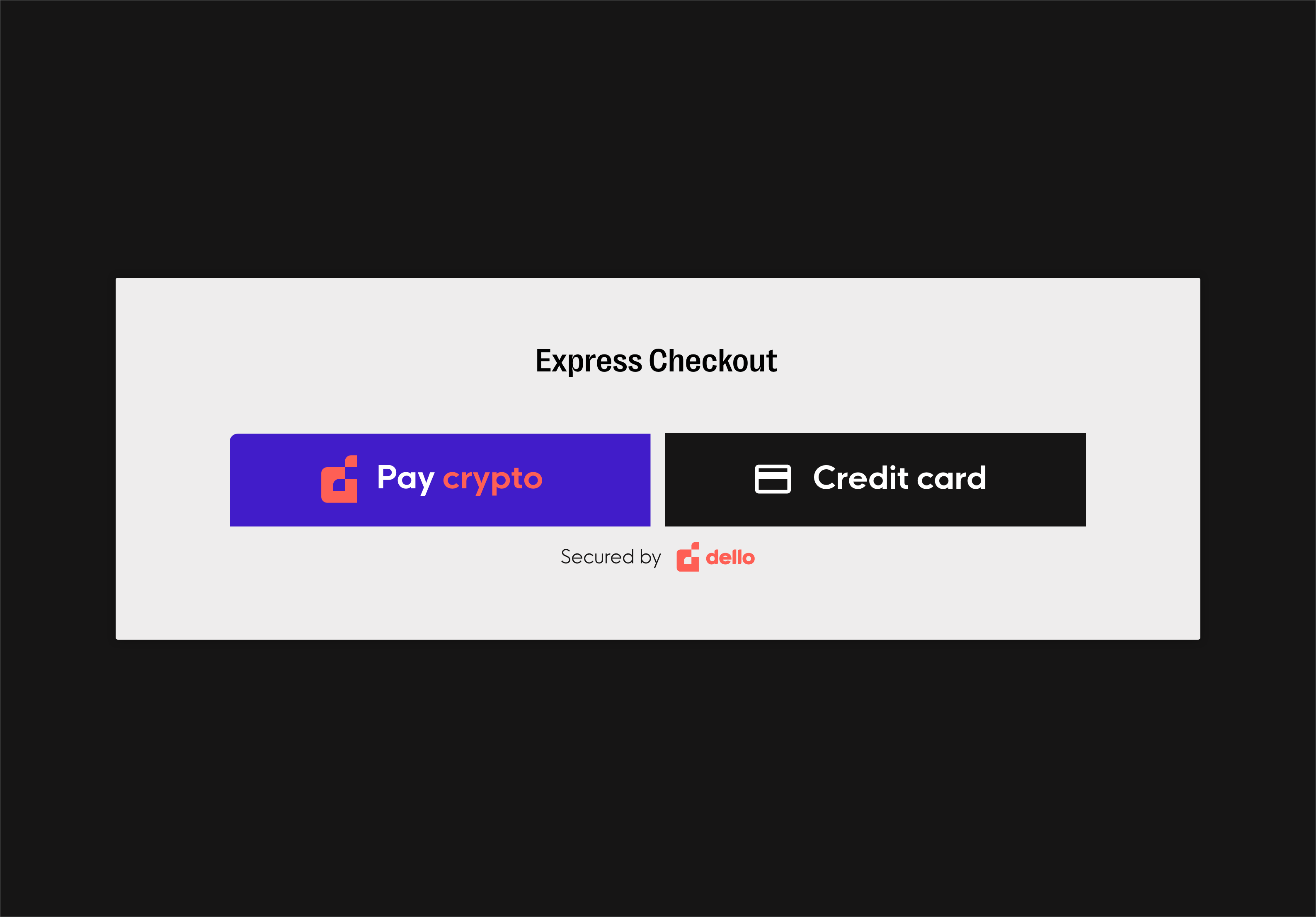 Purchase process widget showing two payment methods.

